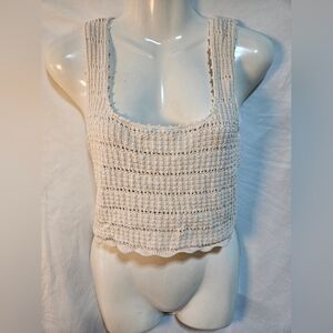 Reformation Organic Cotton Knit Tank Top Cream Ribbed Cropped Sweater Tank S